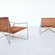Pair of lounge chairs steel and rattan Gelderland The Netherlands 1964