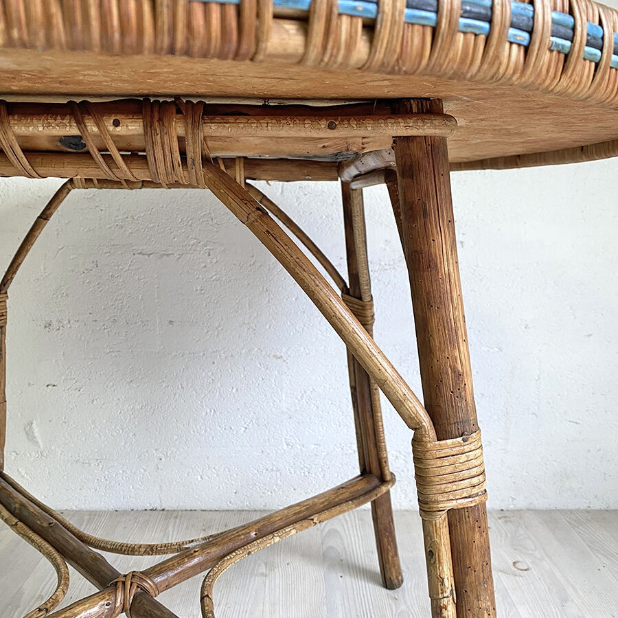 60's vintage rattan garden table