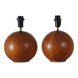 Pair of vintage mid century teak table lamps Kirk Copenhagen