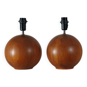 Paire de lampes de table en teck vintage des années 50 Kirk Copenhagen