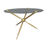 Table d'appoint tripode en verre et laiton doré
