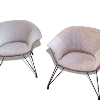 Pair of armchairs shell EGG rare rose PETAL Röthlisberger year 50