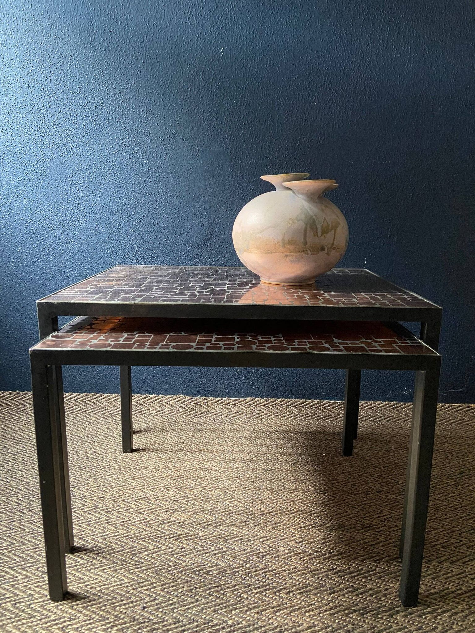 Tables gigognes en cuivre par Herbert Hirche pour Rosenthal, Allemagne, années 1970