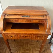 Cylindrical desk in cubic marquetry Louis XVI style late 19th, early 20th century