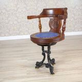 Early-20th Century Wooden Captain Armchair with Soft Seat, 1930s