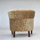 1960s, Danish vintage armchair, green furniture velour, ash wood legs.