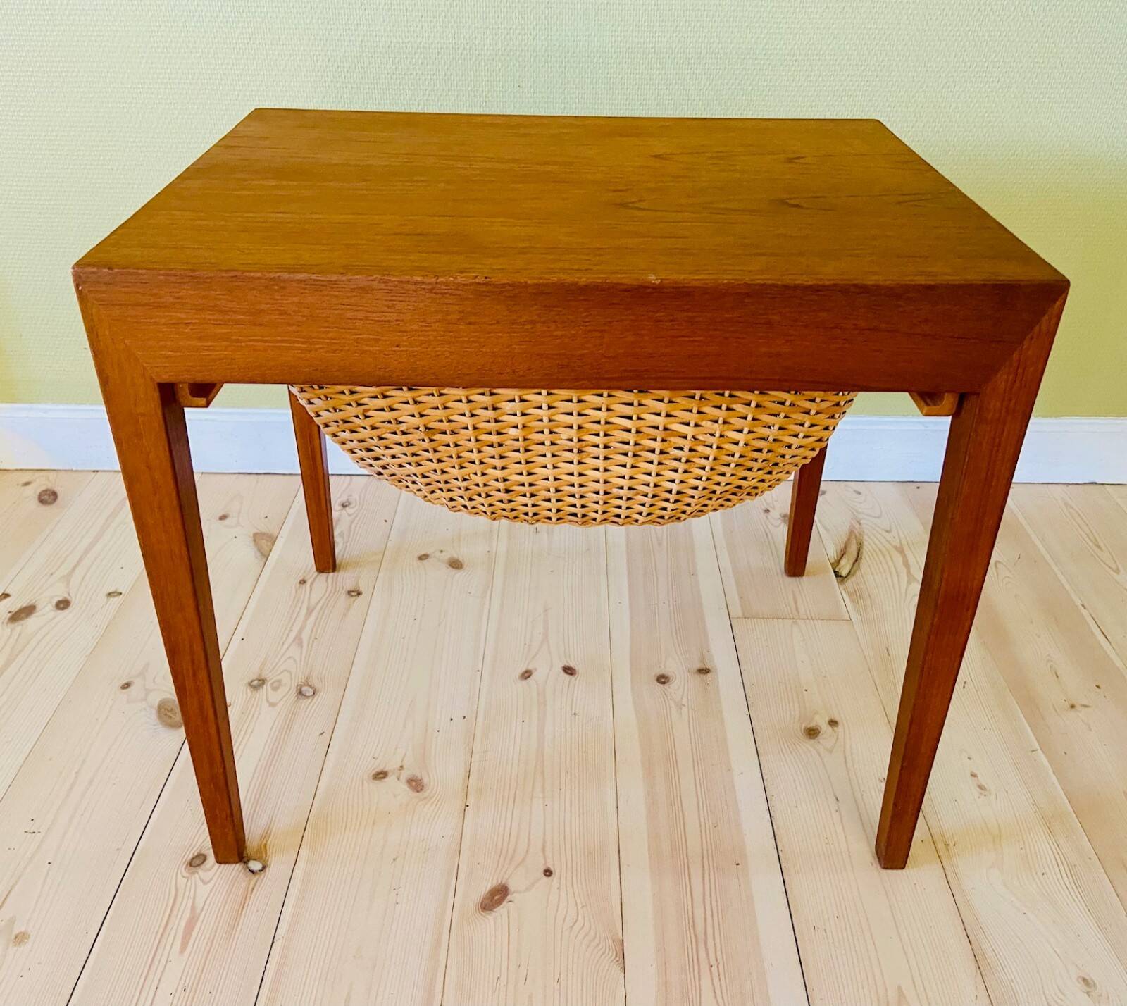 Vintage Danish teak sewing table by Severin Hansen for Haslev Furniture 1960