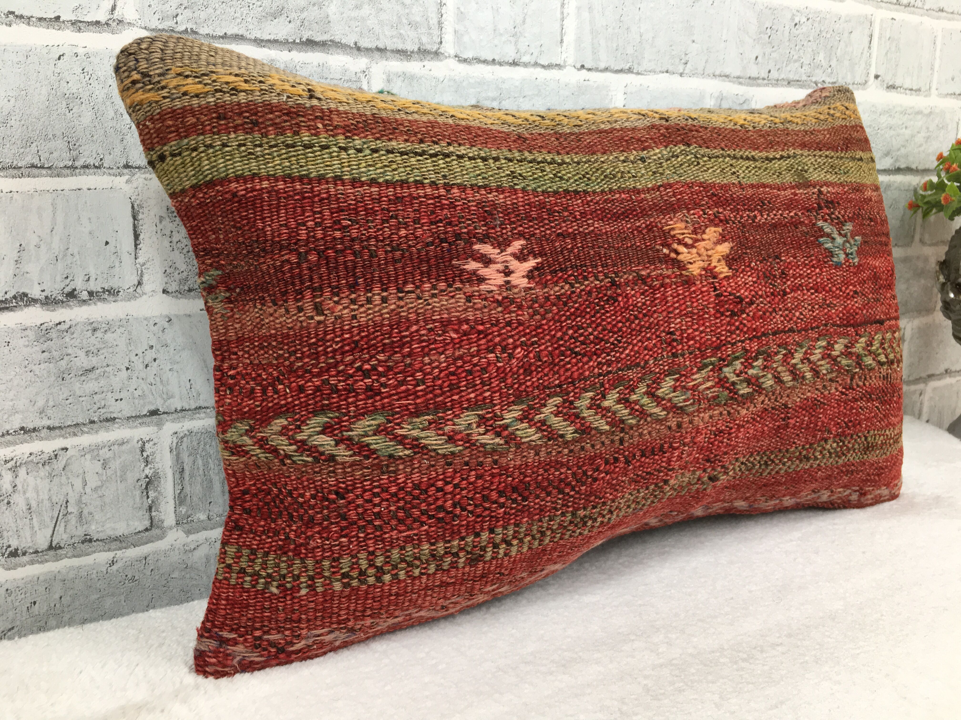 handmade kilim cushion cover 12x20 inches