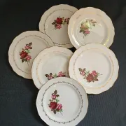 6 antique flat plates in porcelain
