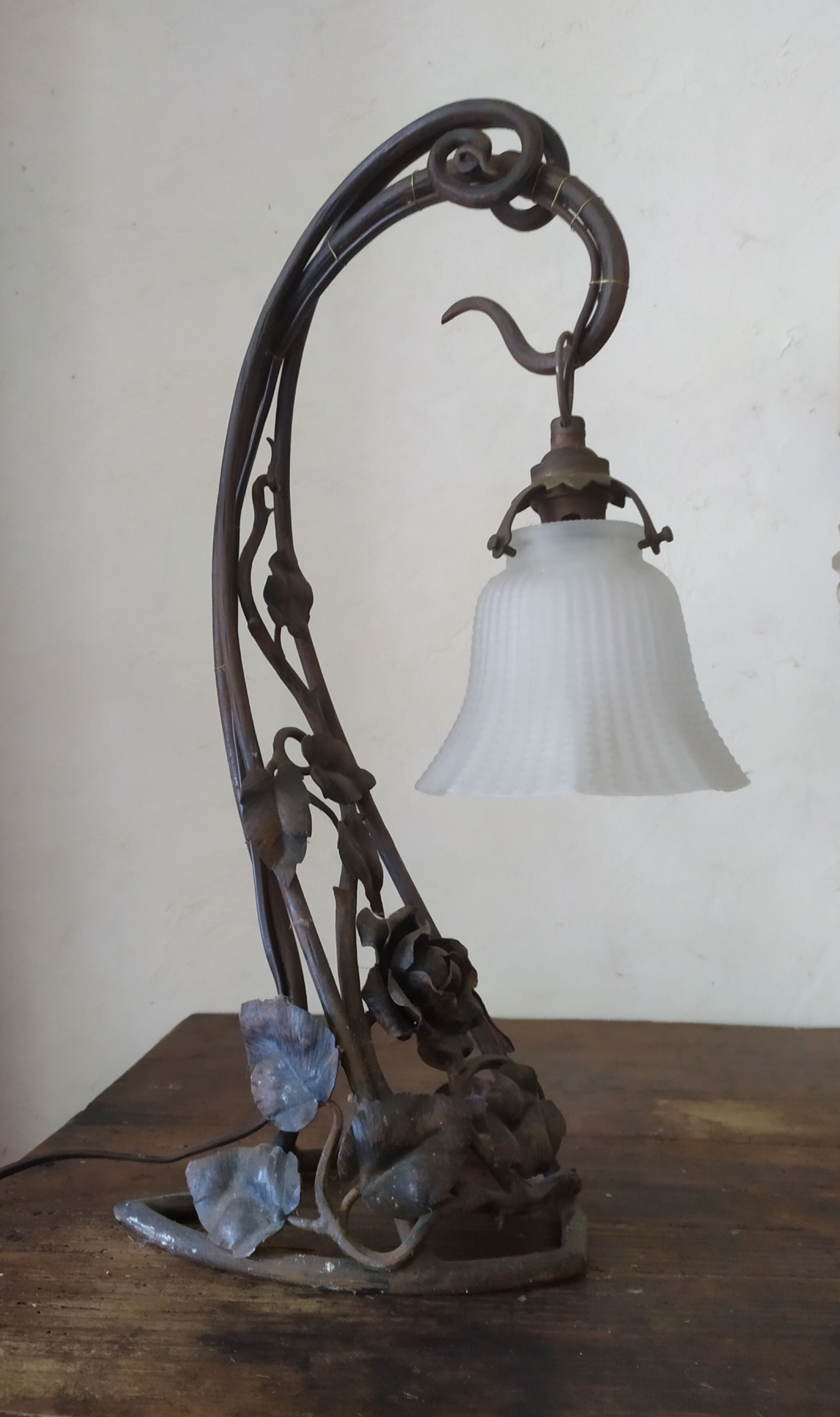 Art Nouveau wrought iron lamp