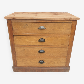 Petite commode Chêne Orme Acajou début XXème