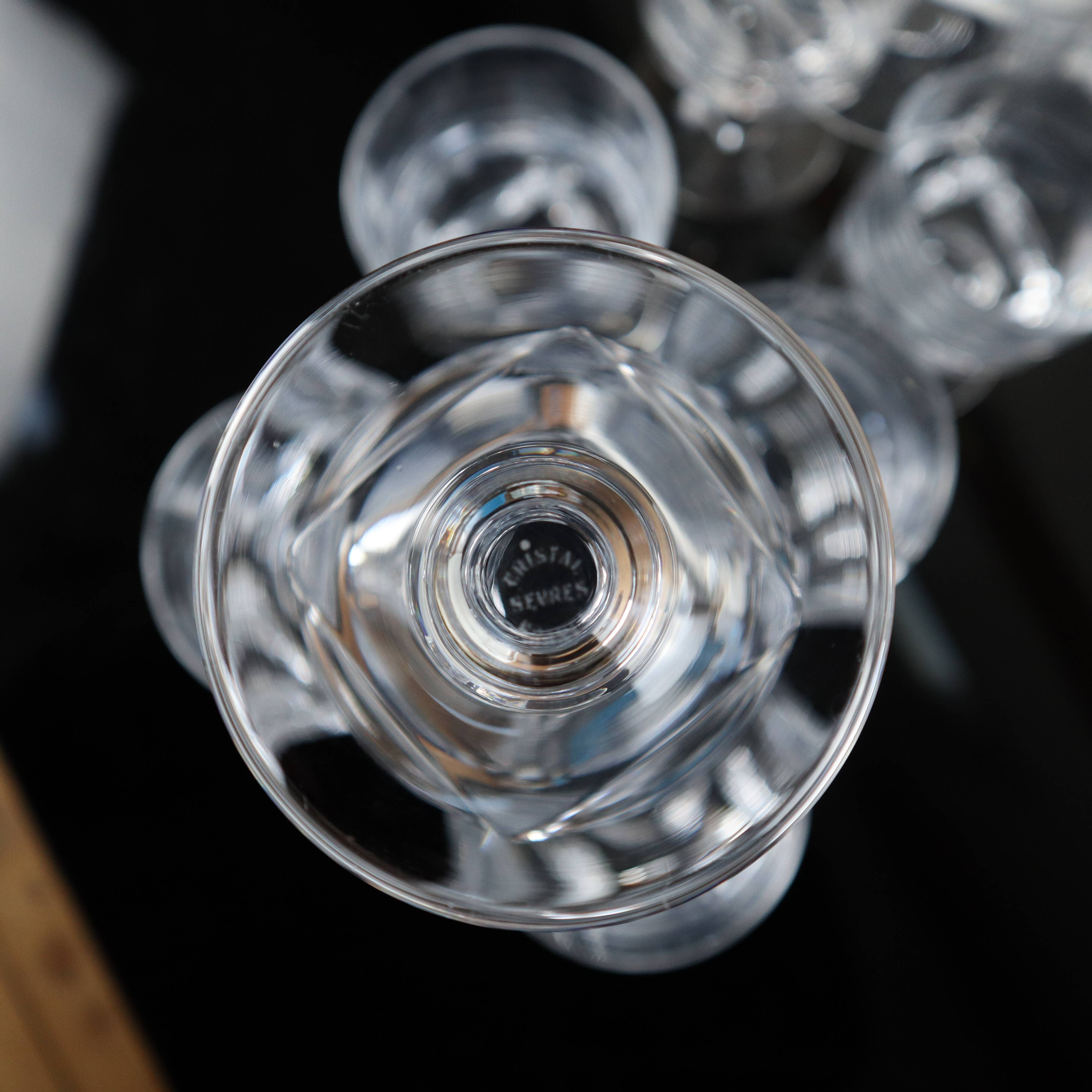 10 Antique red wine glasses in Sèvres Crystal Arezzo model