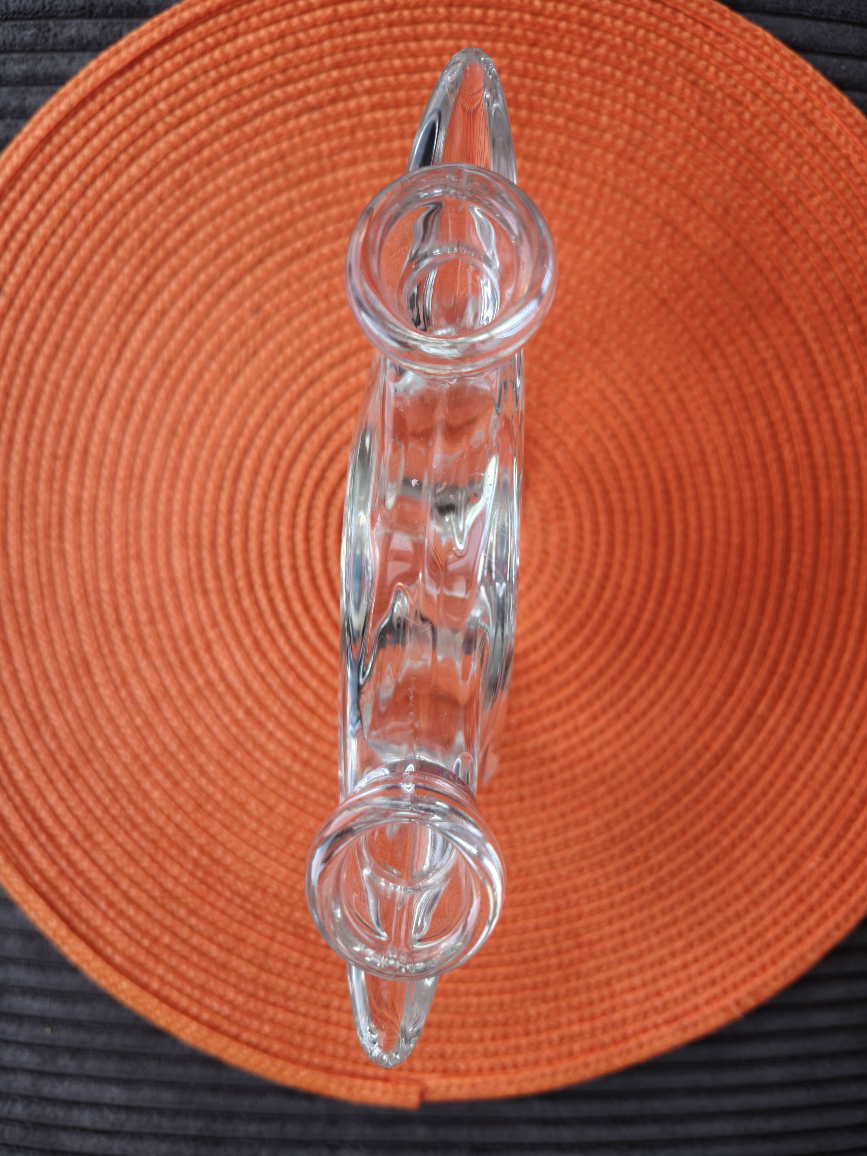 Pair of crystal candlesticks from France, Vannes, vintage 60s/70s.