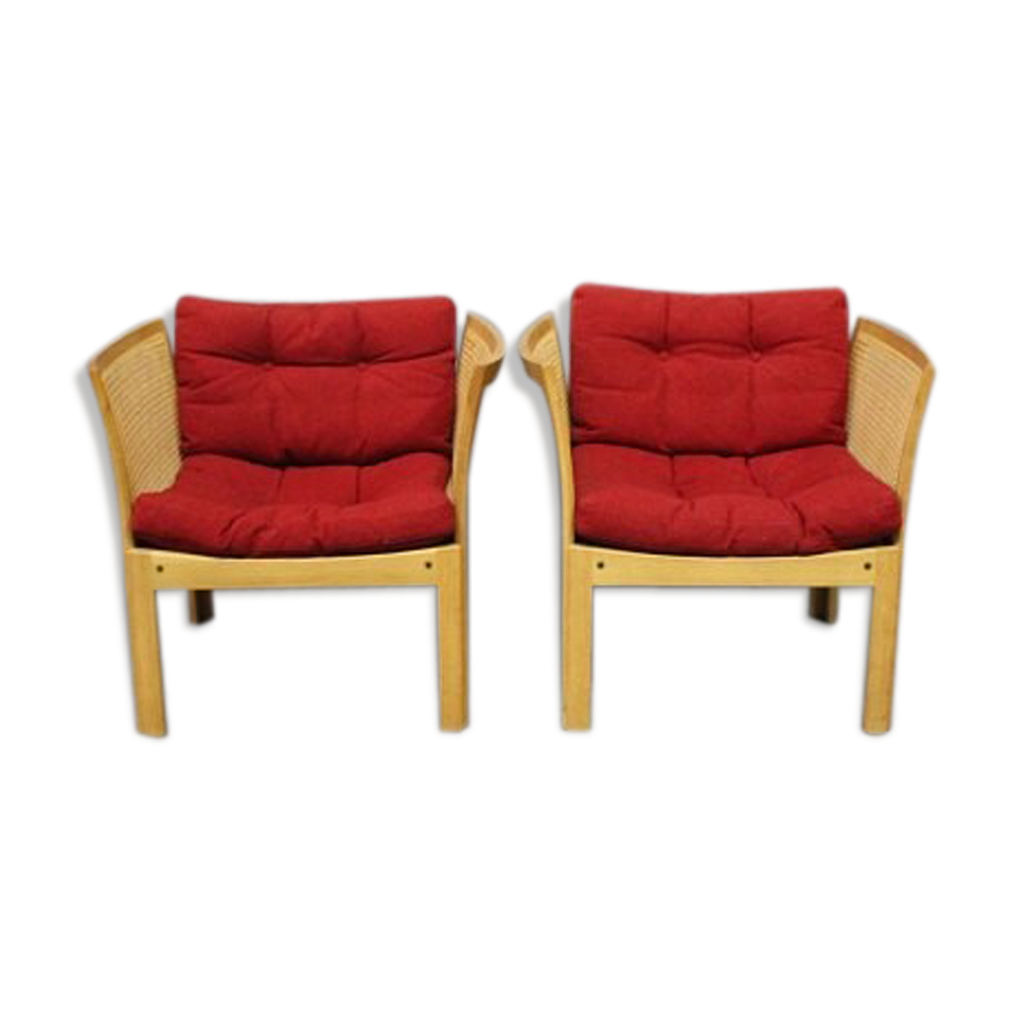 Pair of oak armchairs designed by  Illum Wikkelso and manufactured at Silkeborg Furniture Factory 1960