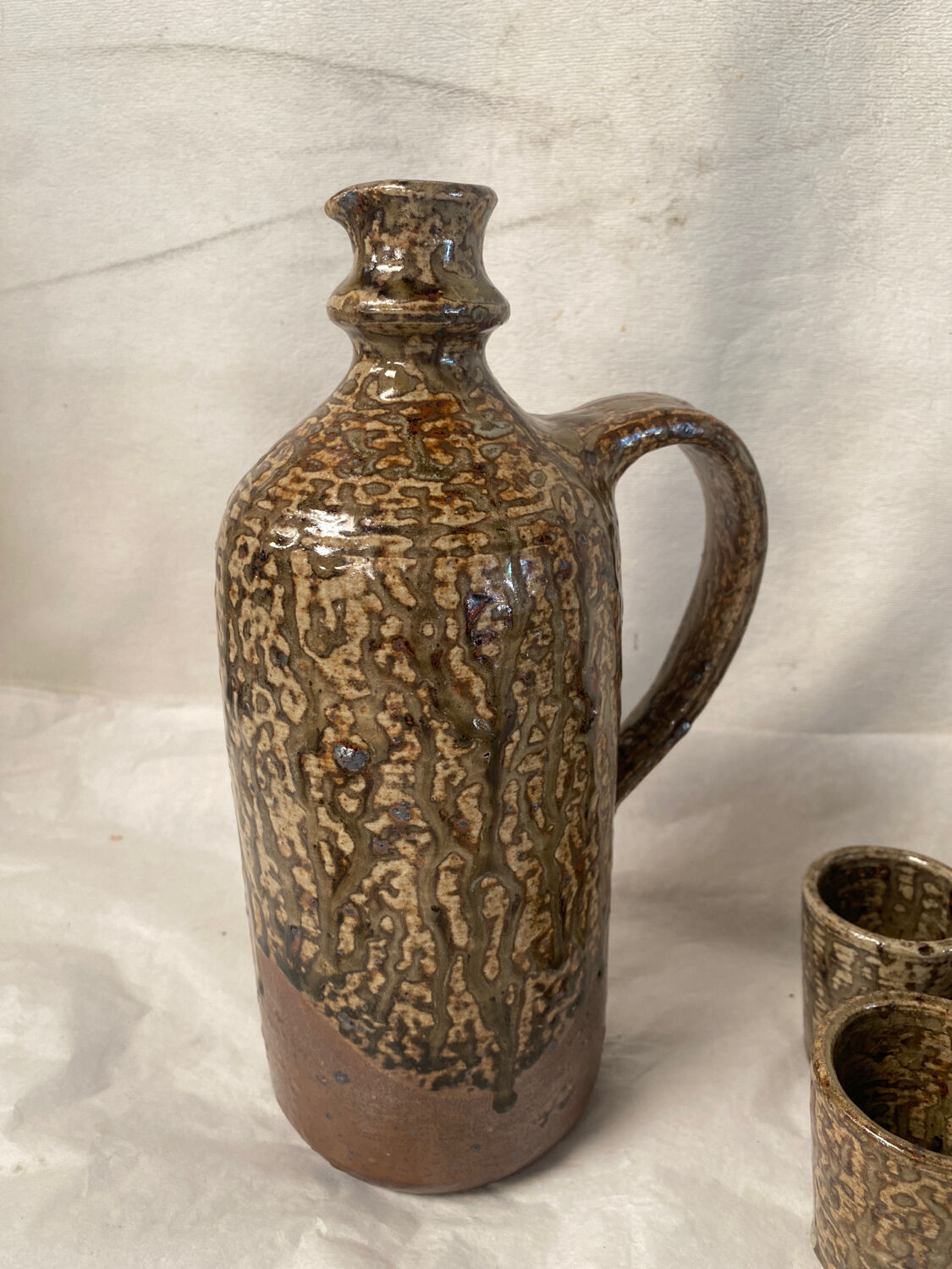 Carafe et 7 verres en grès André Bodin