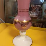 Opaline vase pink and white marquise