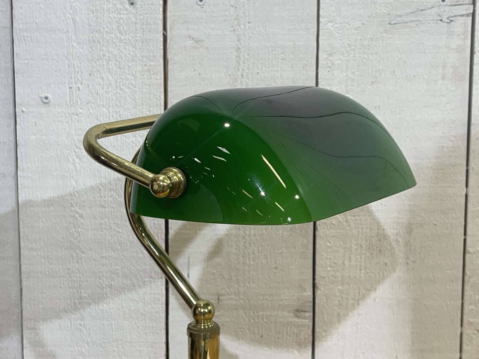 Brass and green opaline desk lamp (opaline defect)