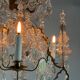 Cage chandelier, molded glass and bronze pendants, circa 1800
