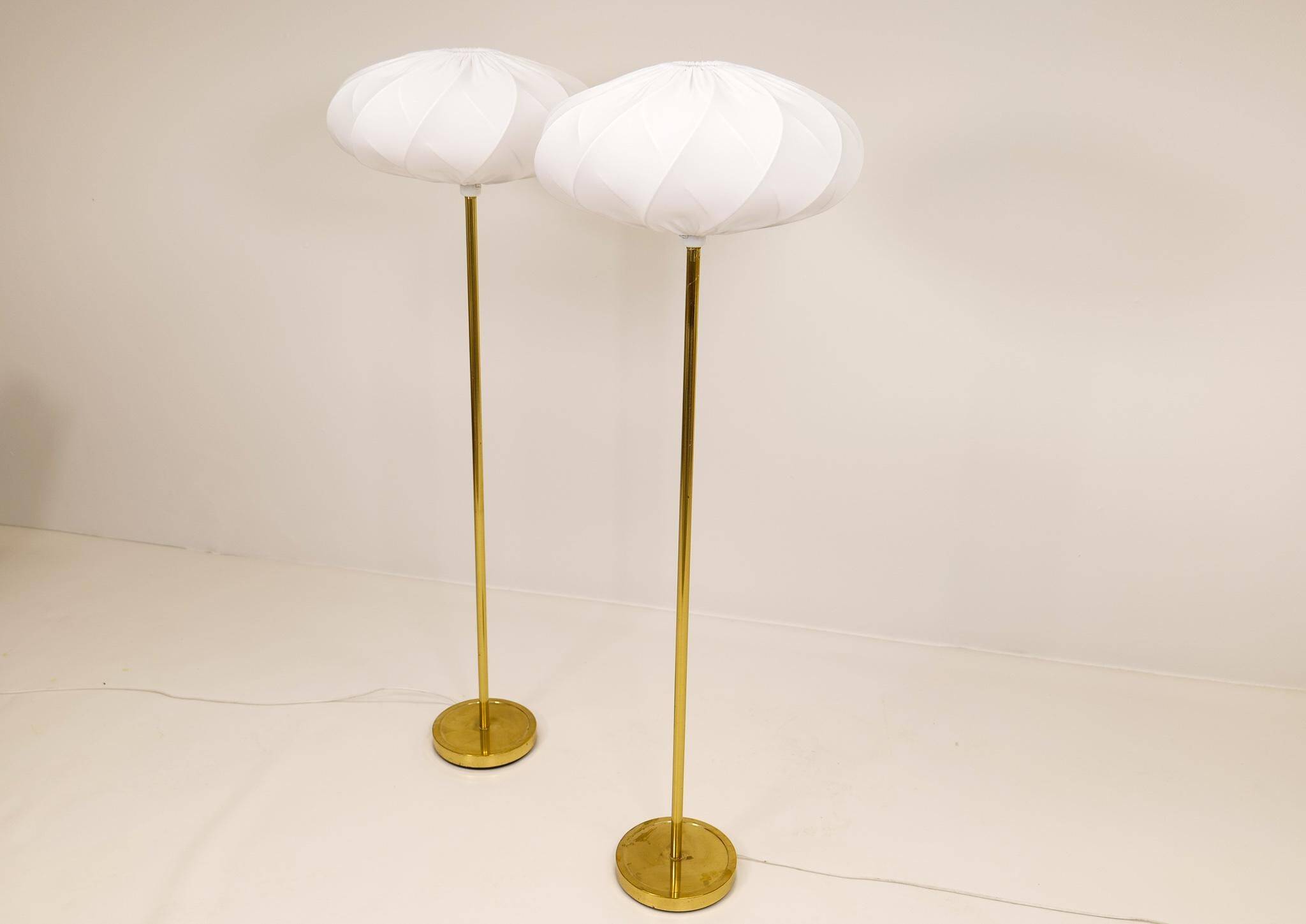Modern Scandinavian floor lamps in brass "ENCO", Sweden, 1970s