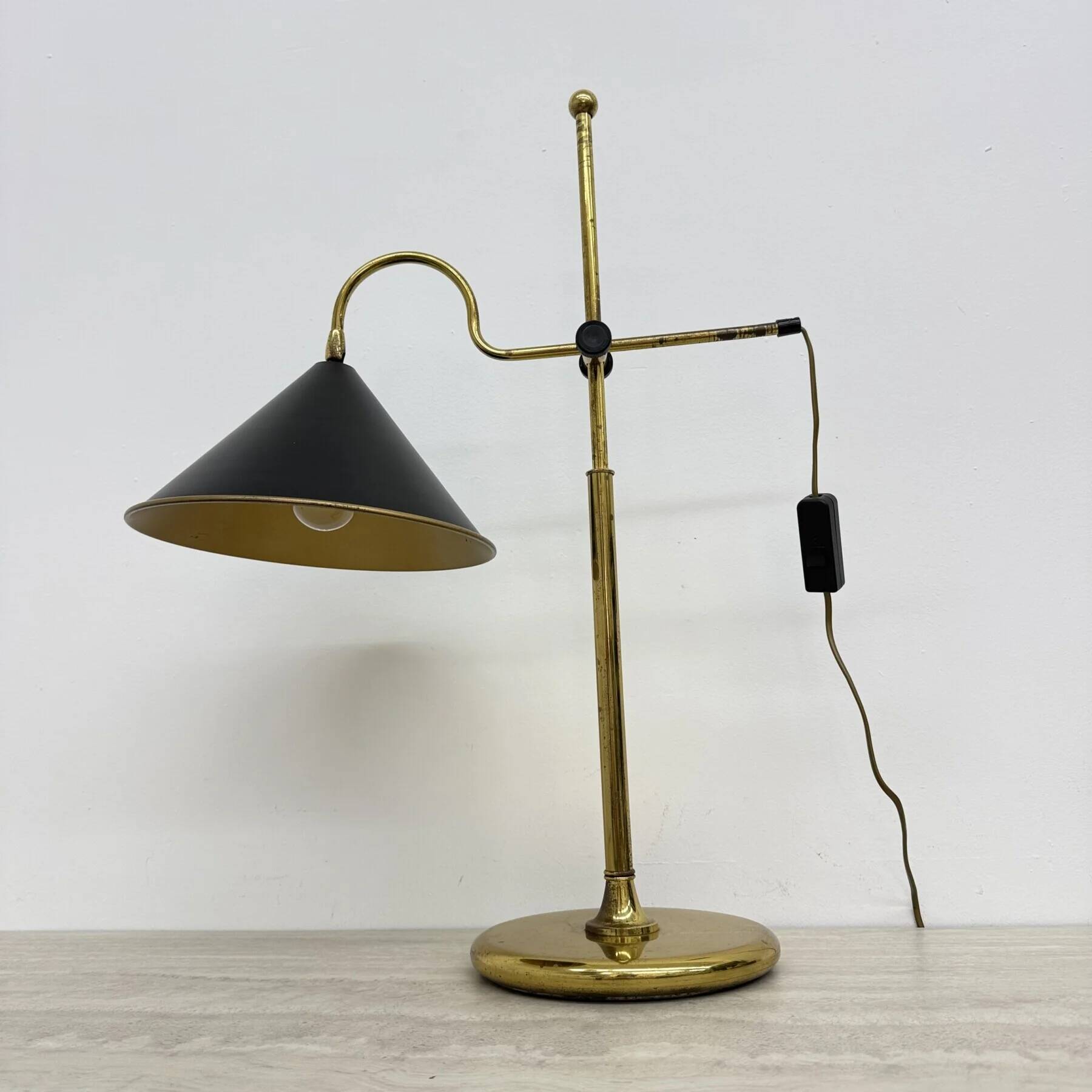 Mid-century adjustable brass desk lamp, 1970s