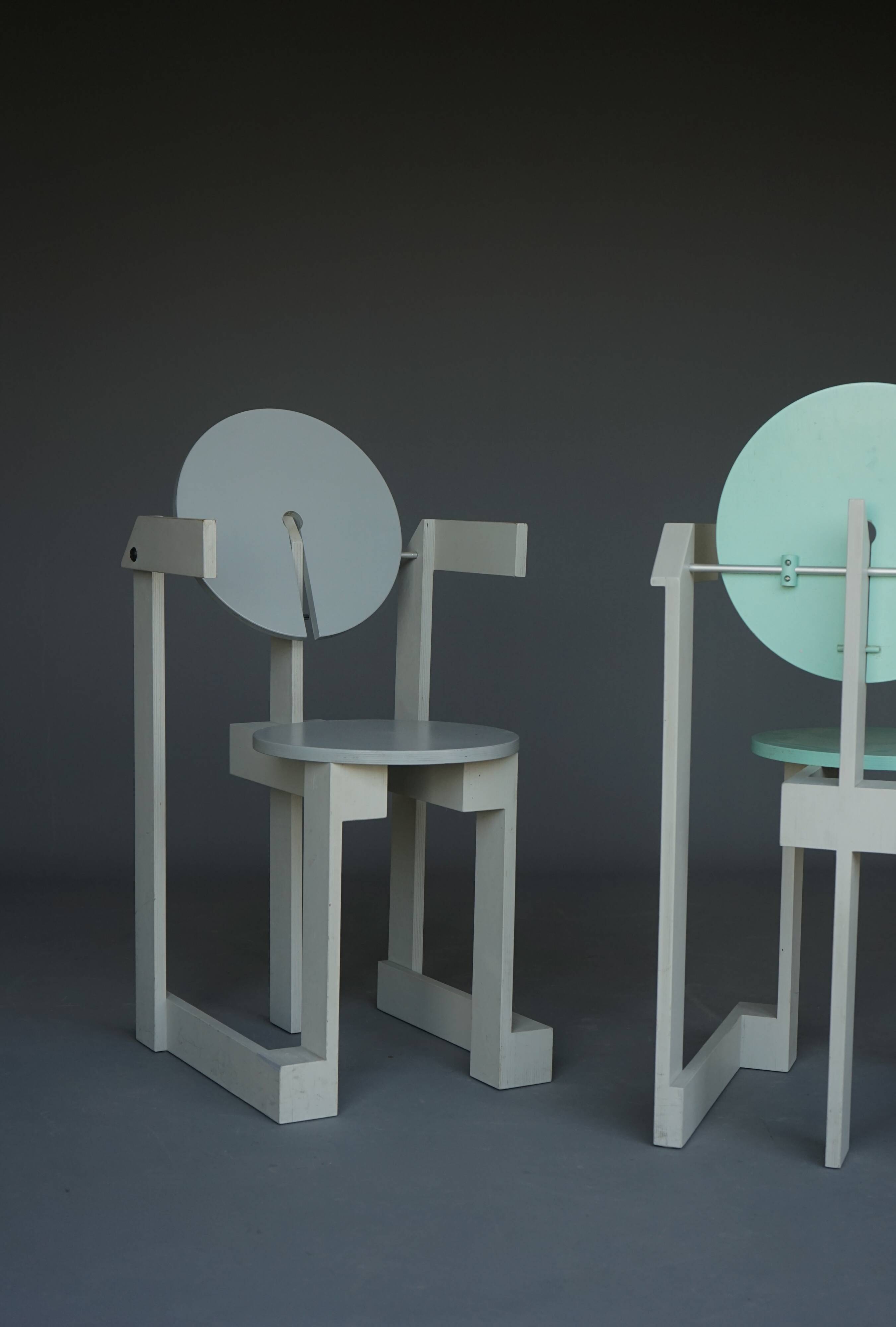 Rare pair of 'Plakhout' Side Chairs by Henk Lampe. 1979