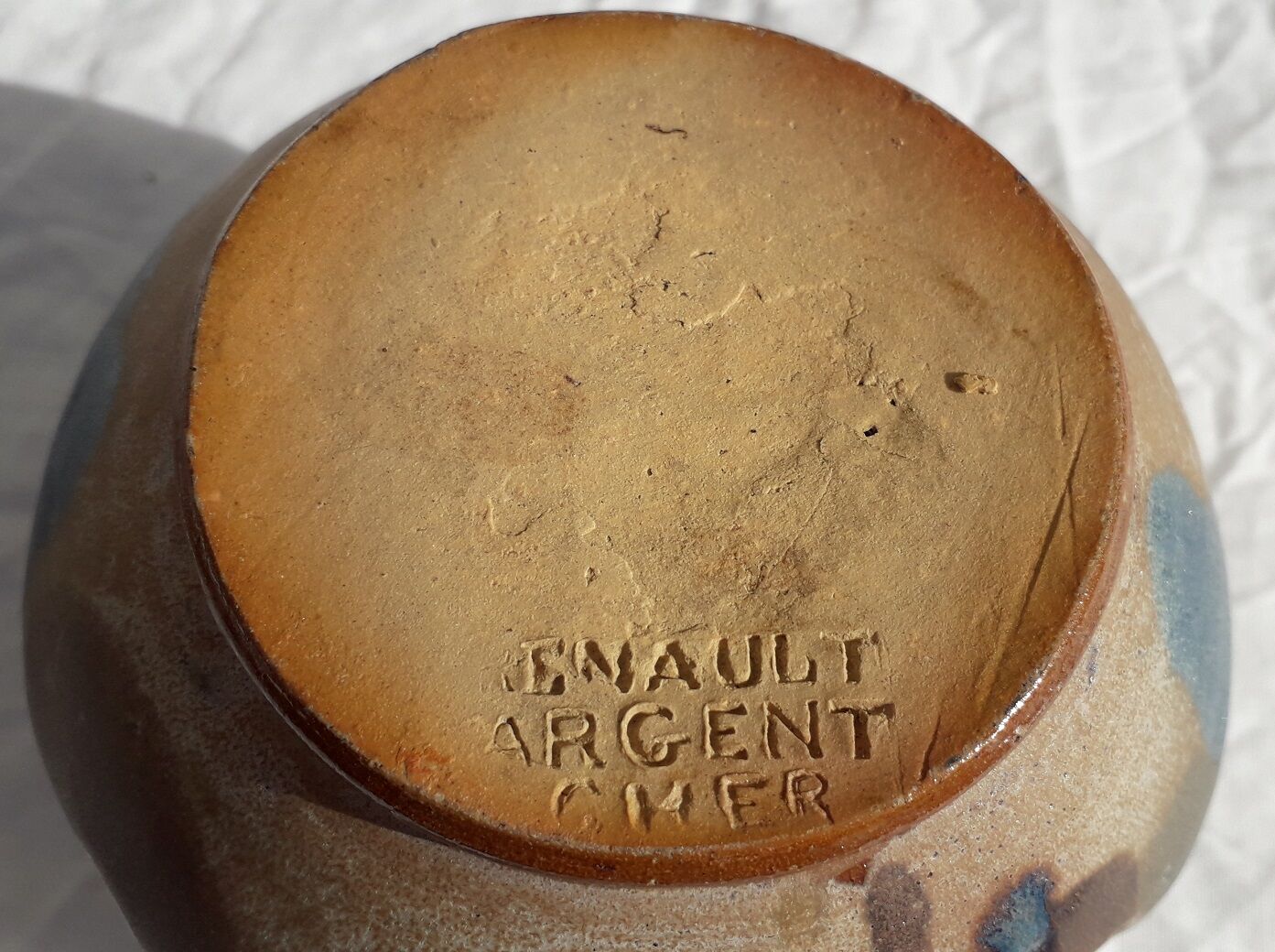 Signed stoneware ball vase