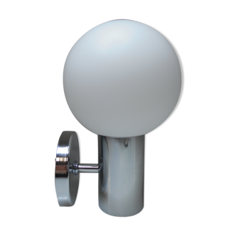 Metal chrome and opaline vintage ball wall lamp