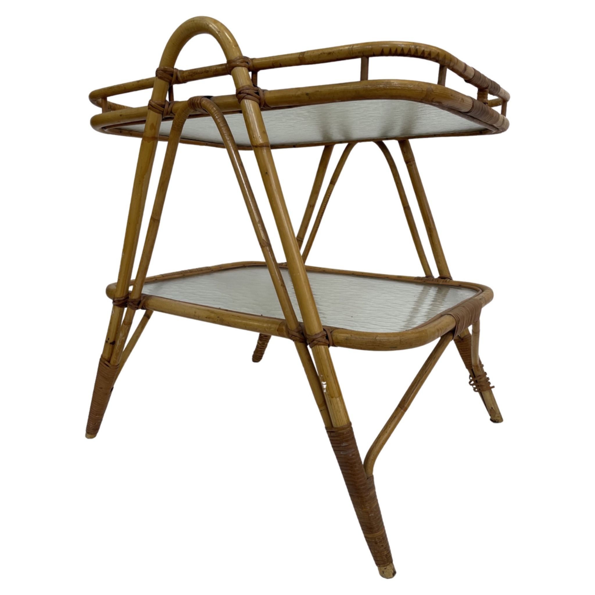 Vintage rattan table side table bamboo rattan 60's