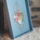 Hand-painted blue wooden tray