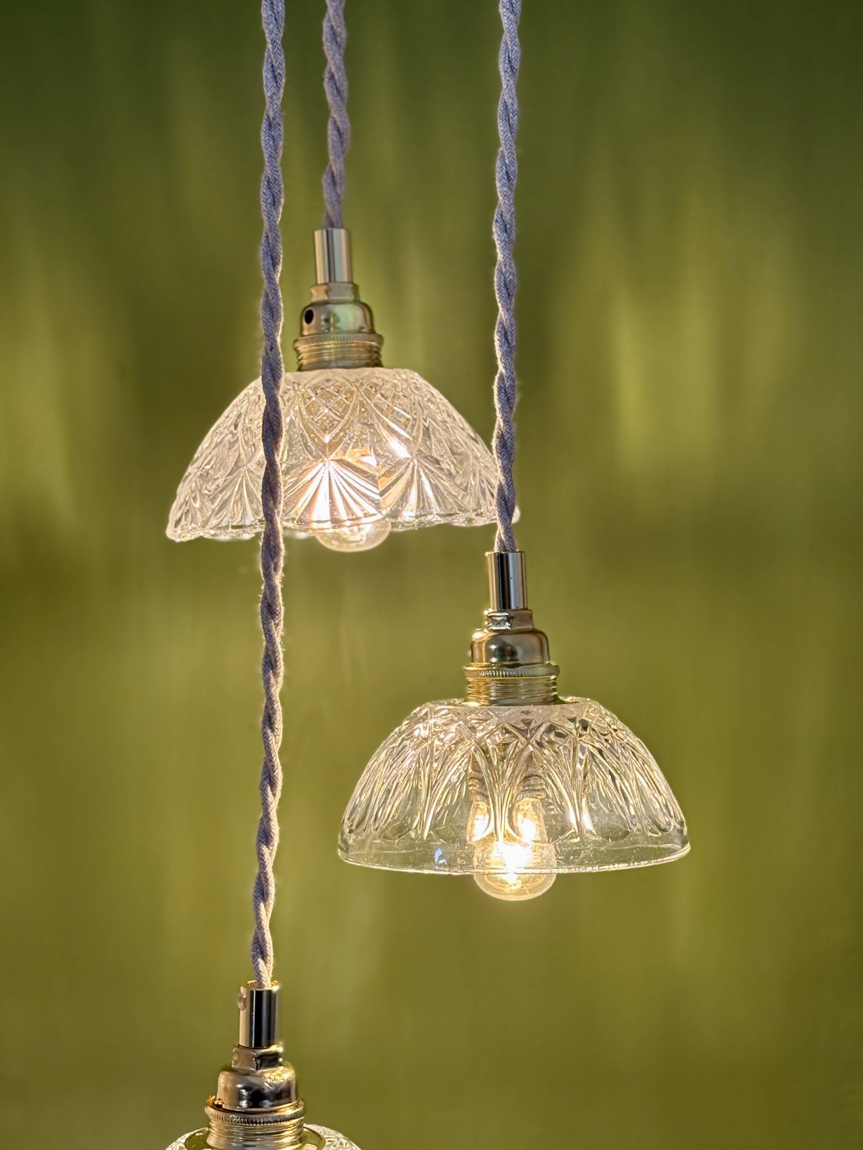 Vintage triple suspension lampshade in cut glass - tableware collection