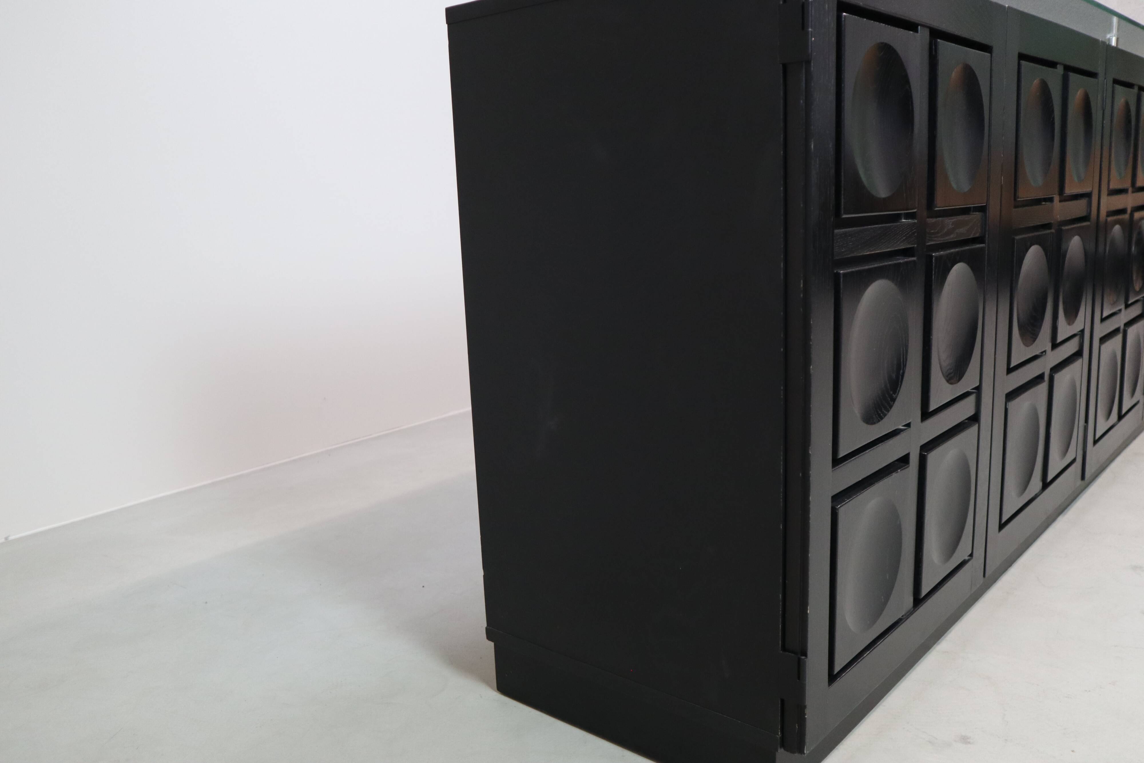 Black brutalist sideboard by Frans Defour, Belgium 1970's