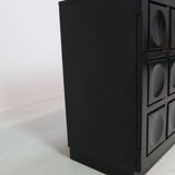 Black brutalist sideboard by Frans Defour, Belgium 1970's