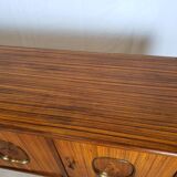 1960s sideboard with decorated doors in wood and brass