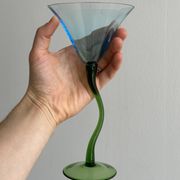 Set of 4 Vintage Green Twisted Stem Cocktail Glasses