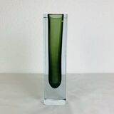 Sommerso Murano green vase 25 cm, soliflore, vintage