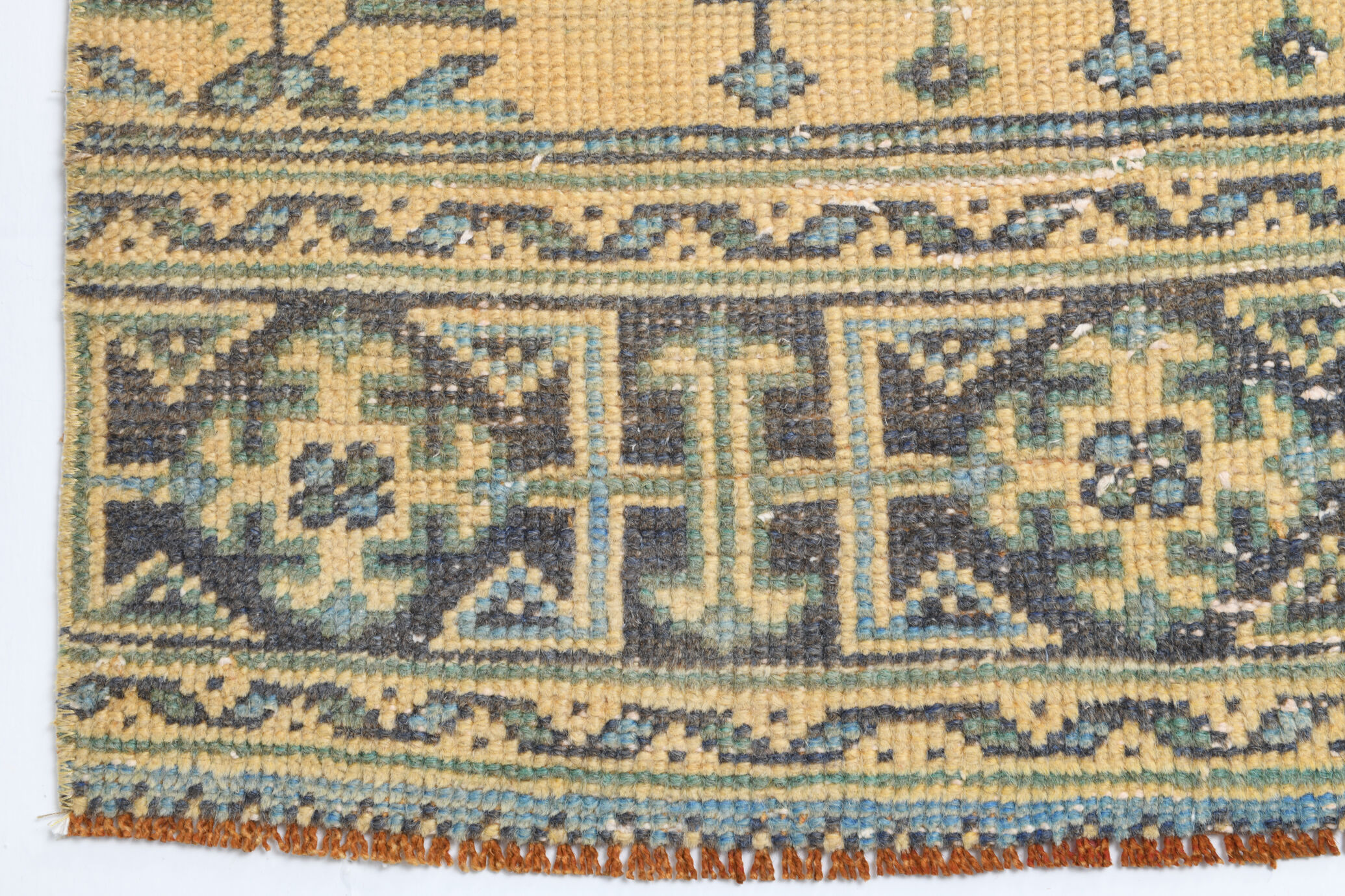 Pale orange & blue turkish runner rug 72x341cm