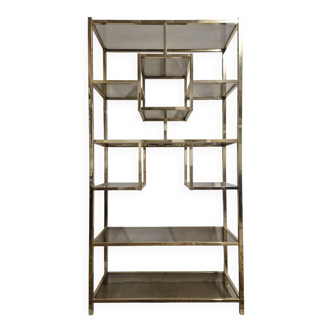 Étagère design dorée année 1970 vintage