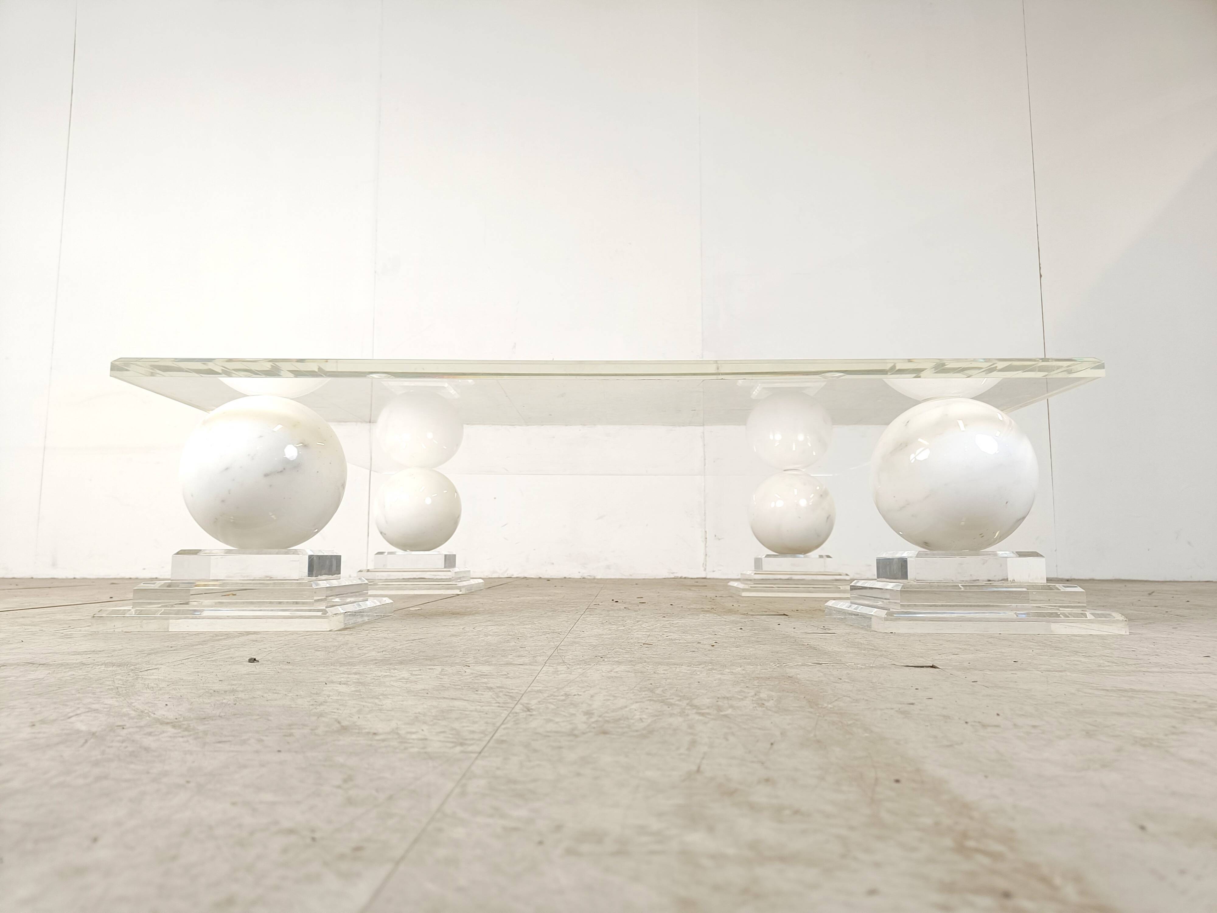 Marble sphere coffee table by Roche Bobois, 1980s