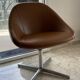 Set of 8 Italian design swivel chairs in cognac leather.
