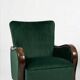 Art Deco Velvet Lounge Chairs in Dark Green Velvet, Set of 2
