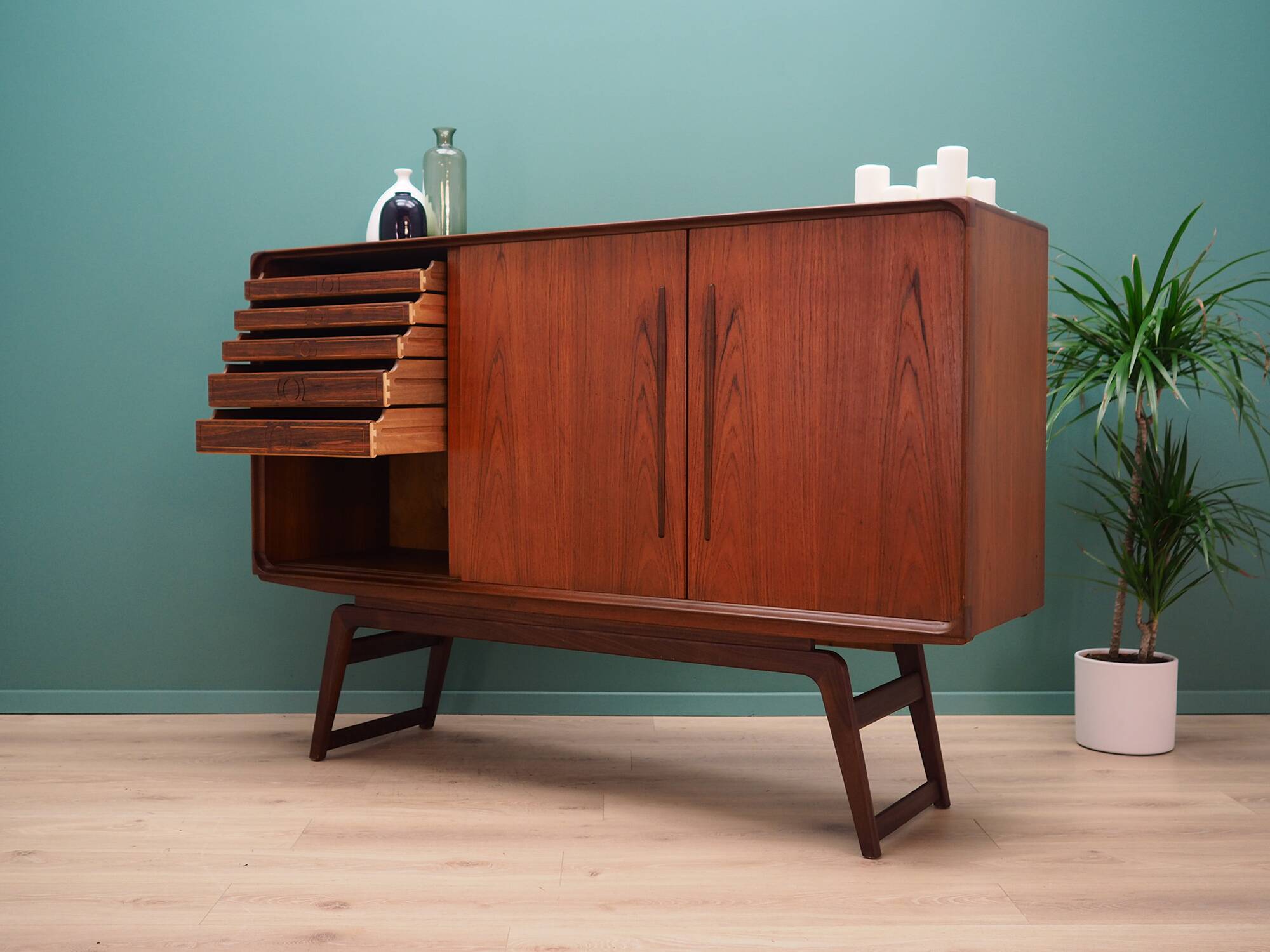 Teak highboard, Danish design, 1960s, production: Denmark