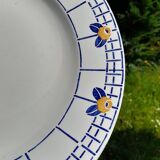 Plat de service Sarreguemines Ribeauville Ocre et bleu