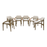 Ensemble de six chaises de salle à manger contemporaines italiennes avec cadre courbé sculptural.