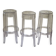 Set of 3 transparent Charles Ghost stools by Philippe Starck for Kartell, 65 cm