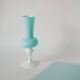 sky blue opaline vase and white feet 1970
