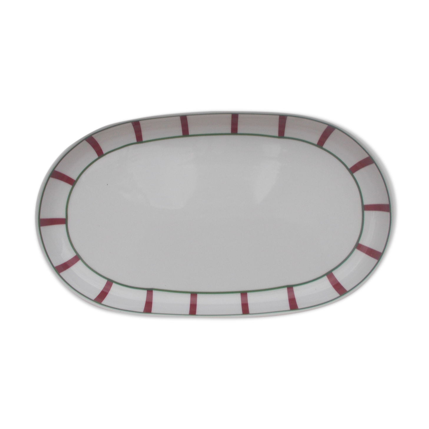 Oval Basque flat green and red porcelain