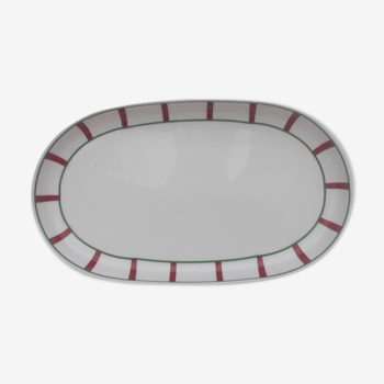 Oval Basque flat green and red porcelain