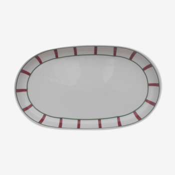 Plat ovale  basque porcelaine verte et rouge