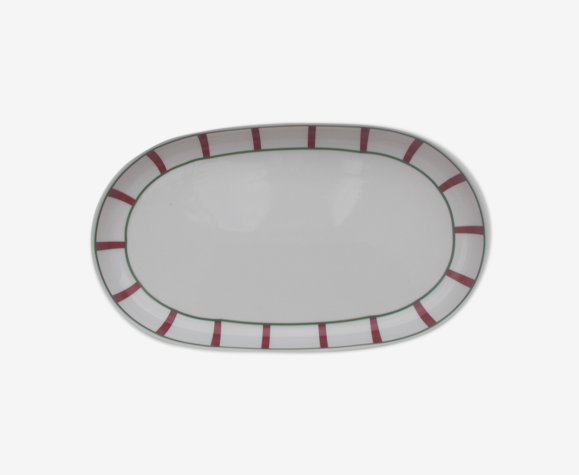 Plat ovale basque porcelaine verte et rouge