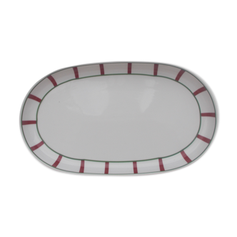 Plat ovale  basque porcelaine verte et rouge